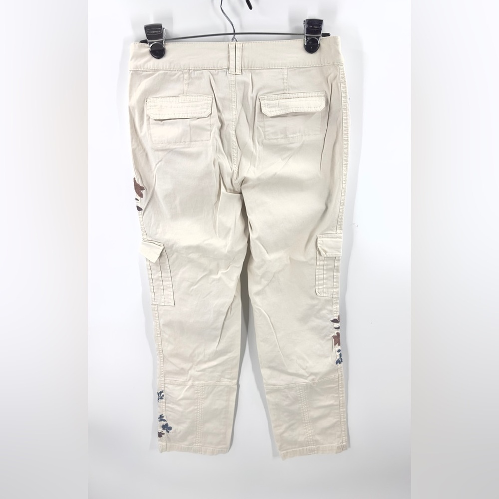 Sundance Floral Embroidered Cargo Pants Womens 4 Boho Utility Casual Stretch - Picture 5 of 11